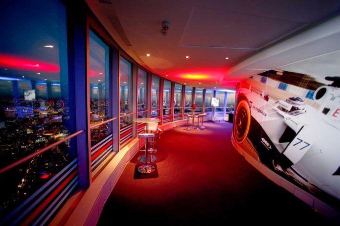 Williams racing event printed vinyl on glass and printed wall vinyl