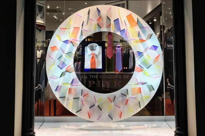 Bespoke acrylic window display for Pink